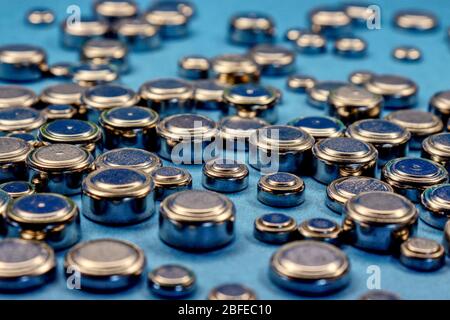 Button batteries Stock Photo