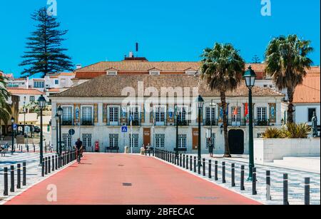 Town Hall, Main square in the old town, 5th October Square, Cascais, Lisbon, Portugal Stock Photo