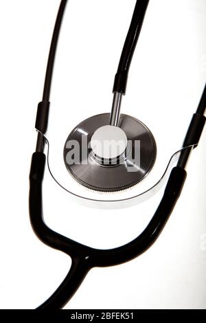 Stethoscope, used to listen to sounds within the body. It is most commonly used to listen to the heart, lungs and chest. (Medicimage) Stock Photo