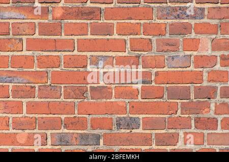 Old red brick dutch clinker facade of industrial building close up texture Stock Photo