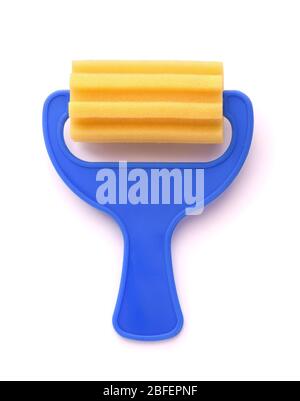 Top view of foam sponge roller paint brush isolated on white Stock Photo