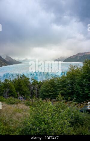 A view of the lake and glacier Perito Moreno national park Los Glaciares. The Argentine Patagonia in Autumn. Stock Photo