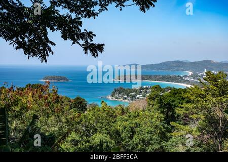 Phuket, panoramic landscape photo of Phuket Island from viewpoint in Karon Province Stock Photo