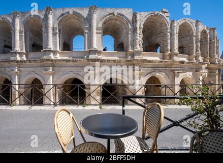 Roman amphitheatre in Arles, France, Europe Stock Photo