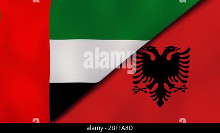 Two States Flags Of Albania And United Arab Emirates High Quality Business Background 3d Illustration Stock Photo Alamy