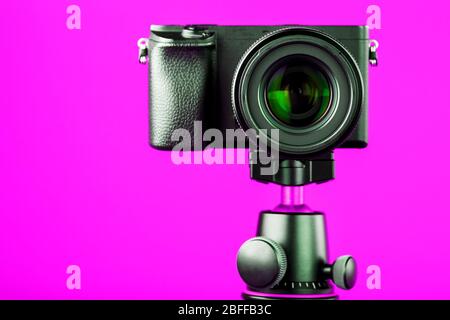 Camera on an iPhone background. Record videos and photos for your blog or report. Free space, isolated. Stock Photo