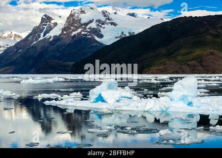 Fjord Calvo On The Edge Of The Sarmiento Channel in Bernardo O'Higgins National Park in Patagonia Chile fjords near Puerto Natales, Chile Stock Photo
