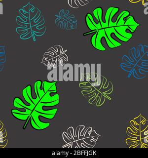 Seamless pattern monstera leaves Stock Photo