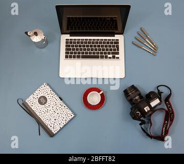 Photographer working from home equipment Stock Photo