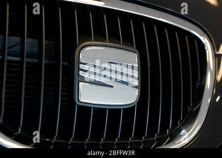 The Seat emblem that adorns the front of their cars Stock Photo