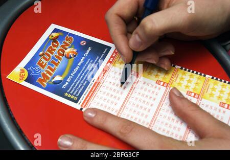 Picture shows: A Euro Millions playslip and a Lottery ...