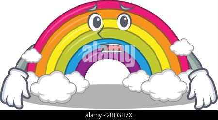 Cartoon design style of rainbow showing worried face Stock Vector