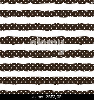 Gold polka dot on trendy background of white and black stripes seamless pattern. Golden foil confetti. Elegant pattern for Christmas background Stock Vector
