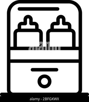 Sterillize bottle heater icon, outline style Stock Vector