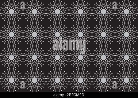 Abstract geometric flowers pattern. Seamless floral background design template. Tileable vintage ornament. Gray monochrome stylish graphic design. Stock Vector