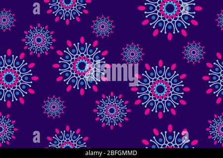 Colorful Abstract floral background design template. Beautiful seamless geometric flowers pattern. Stylish graphic design. Tileable vintage ornament. Stock Vector