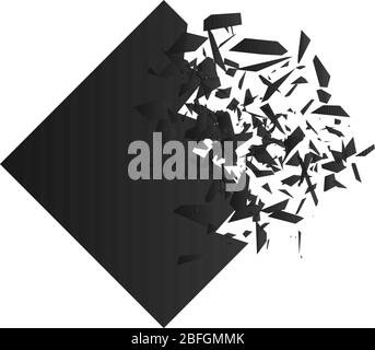 Explosion effect. Shatter triangle. Banner with place for text. Vector illustration Stock Vector