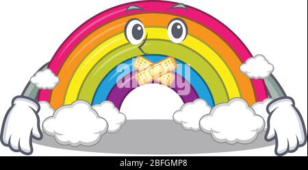 rainbow cartoon character style with mysterious silent gesture Stock Vector