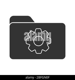 Vector icon of a folder with a gear. Parameter setting symbol. Stock illustration isolated on a white background. Simple design Stock Vector