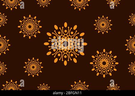 Abstract floral background design template. Seamless geometric flowers pattern. Brown orange stylish graphic design. Tileable vintage ornament. Stock Vector