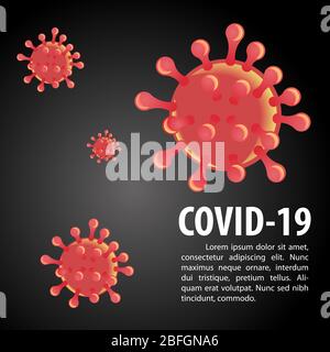 Corona virus in vector design with red color with gradient cartoon style Stock Vector