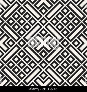 Ethnic pattern vector design. Seamless lattice background. Square repeating lines elements. Stock Vector