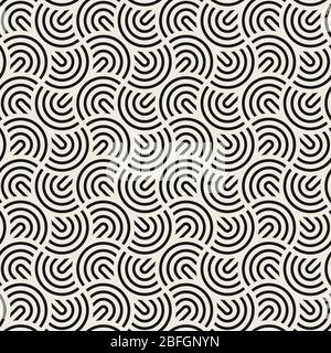 Vector seamless arc lines pattern. Modern abstract lattice texture. Repeating geometric rounded wavy stripes. Stock Vector