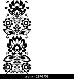 Folk art design form Poland, vector greeting card or invitation - Polish traditional pattern with flowers - Wycinanki Lowickie Stock Vector