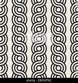 Vector seamless interlacing lines pattern. Modern abstract background. Repeating geometric rounded stripes design. Stock Vector