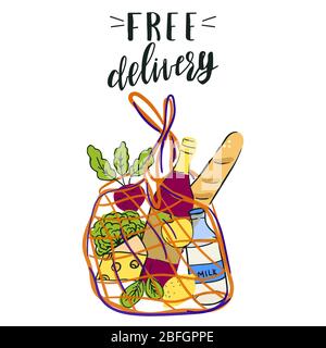 Farmers market, organic eco food delivery concept. Stock Vector