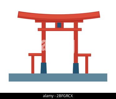 Oriental construction of wood, gates or historical temple Stock Vector
