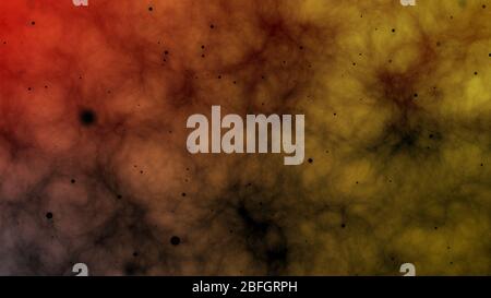 Fire and smoke animation with floating dust particles. Outer space background.  Cloudy sky and dark energy concept. Stock Photo