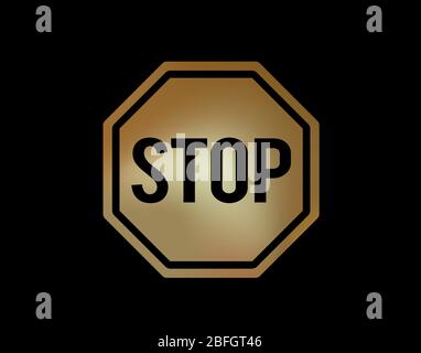 The gold stop warning sign flat icon street symbol vector format Stock Vector