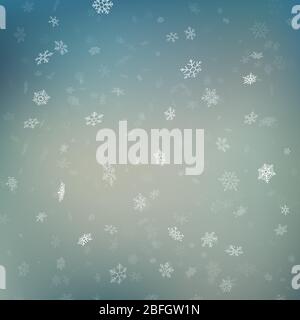 Winter holiday abstract glitter blue background with falling snowflakes. EPS 10 Stock Vector