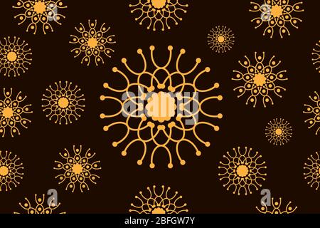 Seamless geometric flowers pattern. Abstract floral background design template. Tileable vintage ornament. Brown orange stylish graphic design. Stock Vector