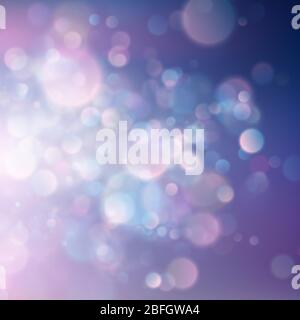 Colorful abstract vivid blur bokeh circles in soft color style background. Glitter holiday purple blue pink template. Luxurious natural texture. EPS Stock Vector