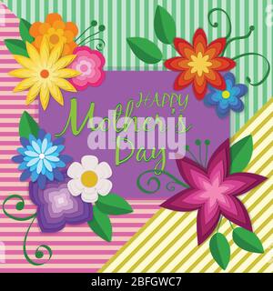 Happy Mother's Day greeting card with flowers Stock Vector