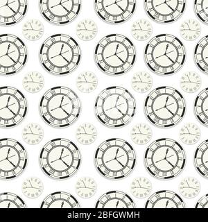 Vintage clocks, time management and organization seamless pattern Stock Vector