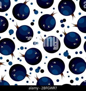 Funny print for baby clothes. Cute pattern with berries. Currant. Vector illustration. Berry character.. Stock Vector