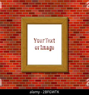 Wooden Frame and Brick Wall Stock Vector