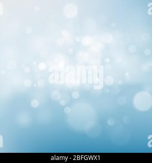 Blue sky bokeh glitter defocused lights abstract background. EPS 10 Stock Vector