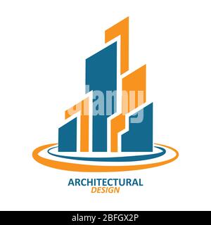Vector logo of the city. Template for corporate identity of real estate or skyscrapers. Abstract sign for corporate style design, isolated on a white Stock Vector