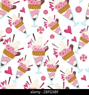 Ice cream dessert made of milk, seamless pattern Stock Vector