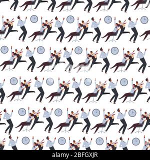 Office workers having fun at coffee break seamless pattern Stock Vector