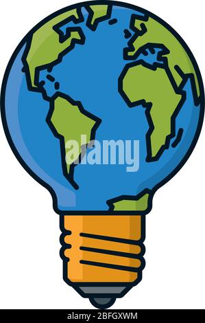 Earth in a lightbulb isolated vector illustration for Earth Day on April 22nd. Creative environmental conservation symbol. Stock Vector