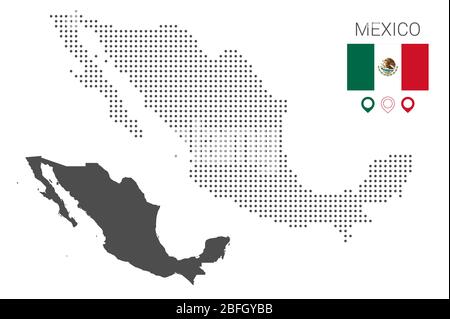 Mexico map dotted on white background vector isolated. Illustration for technology design or infographics. Isolated on white background. Stock Vector