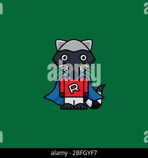 Raccoon with superhero costume vector illustration for Superhero Day on April 28th Stock Vector