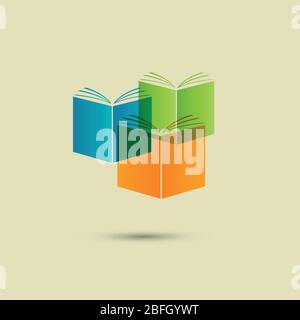 Stack three books white isolated. Stock Vector