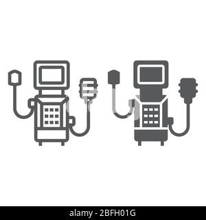 Medical ventilator line and glyph icon, breathing and health, oxygen sign, vector graphics, a linear icon on a white background, eps 10. Stock Vector
