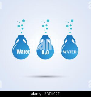 Three blue jugs of blue white background. Stock Vector